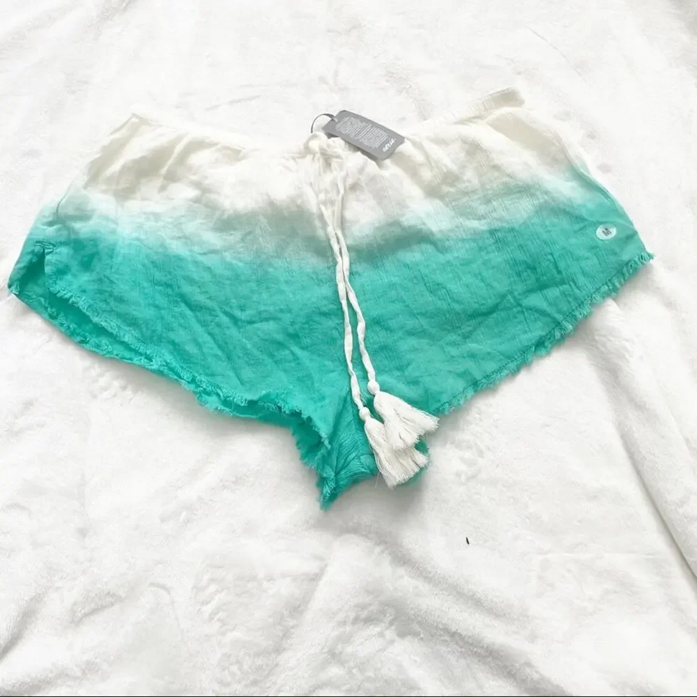 Aerie green white Ombre shorts sleepwear size medium NWT